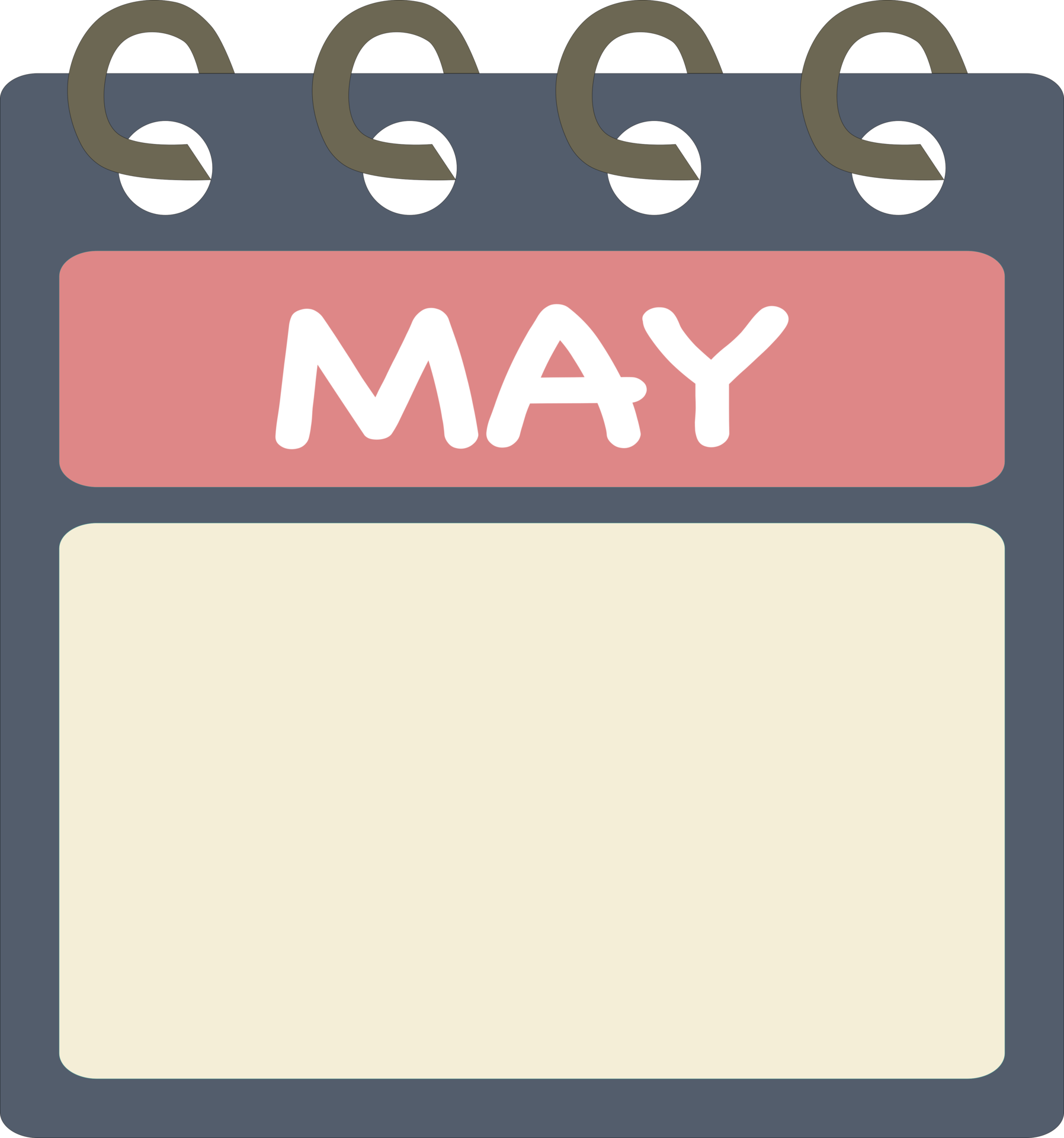 Flat icon calendar of May. month. PNG illustration. color banner. Blank