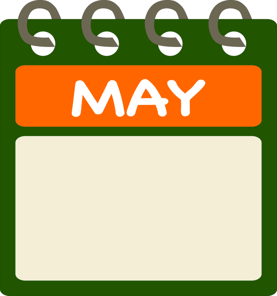 vlak icoon kalender van kunnen. maand. PNG illustratie. kleur spandoek. blanco datum label. vrij kalender. vrij png.