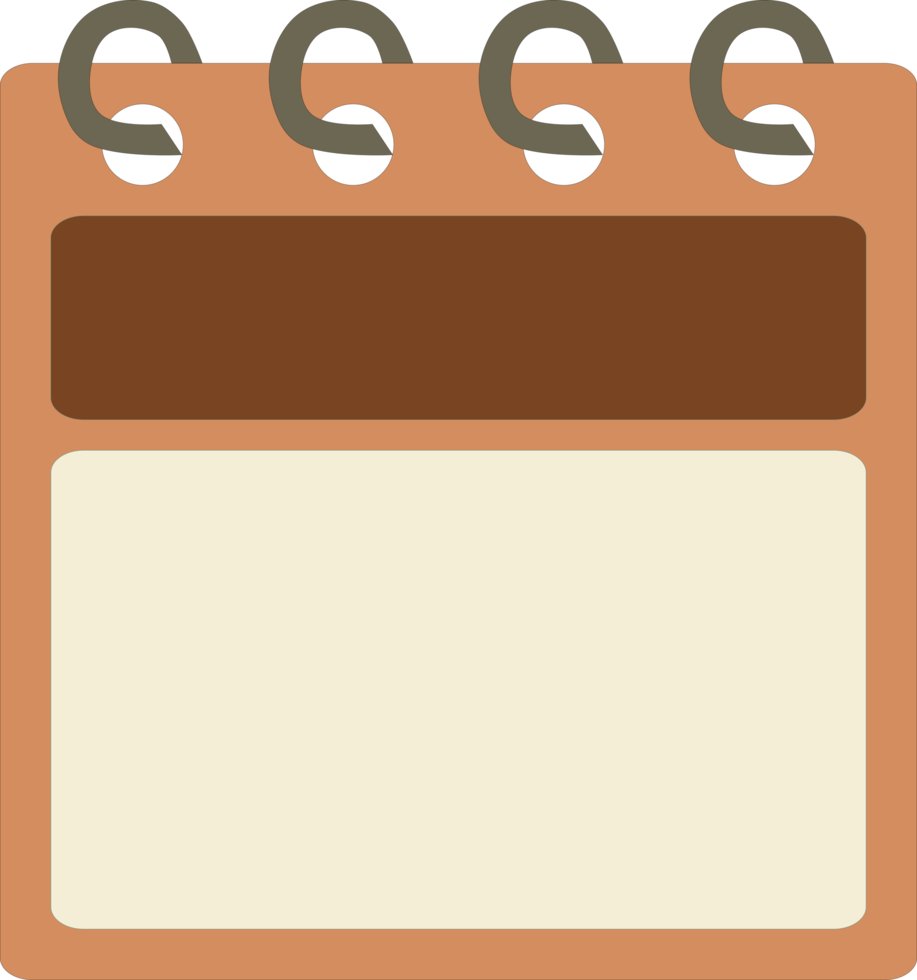 Flat icon calendar month. PNG illustration. color banner. Blank date label. Free calendar. Free PNG.