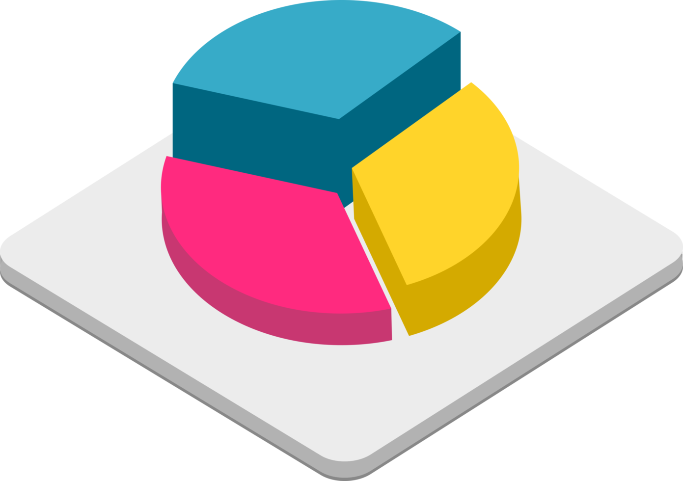 Pie Chart PNG Icon symbol. blue pink yellow color symbol. Free PNG. Free icon symbol.