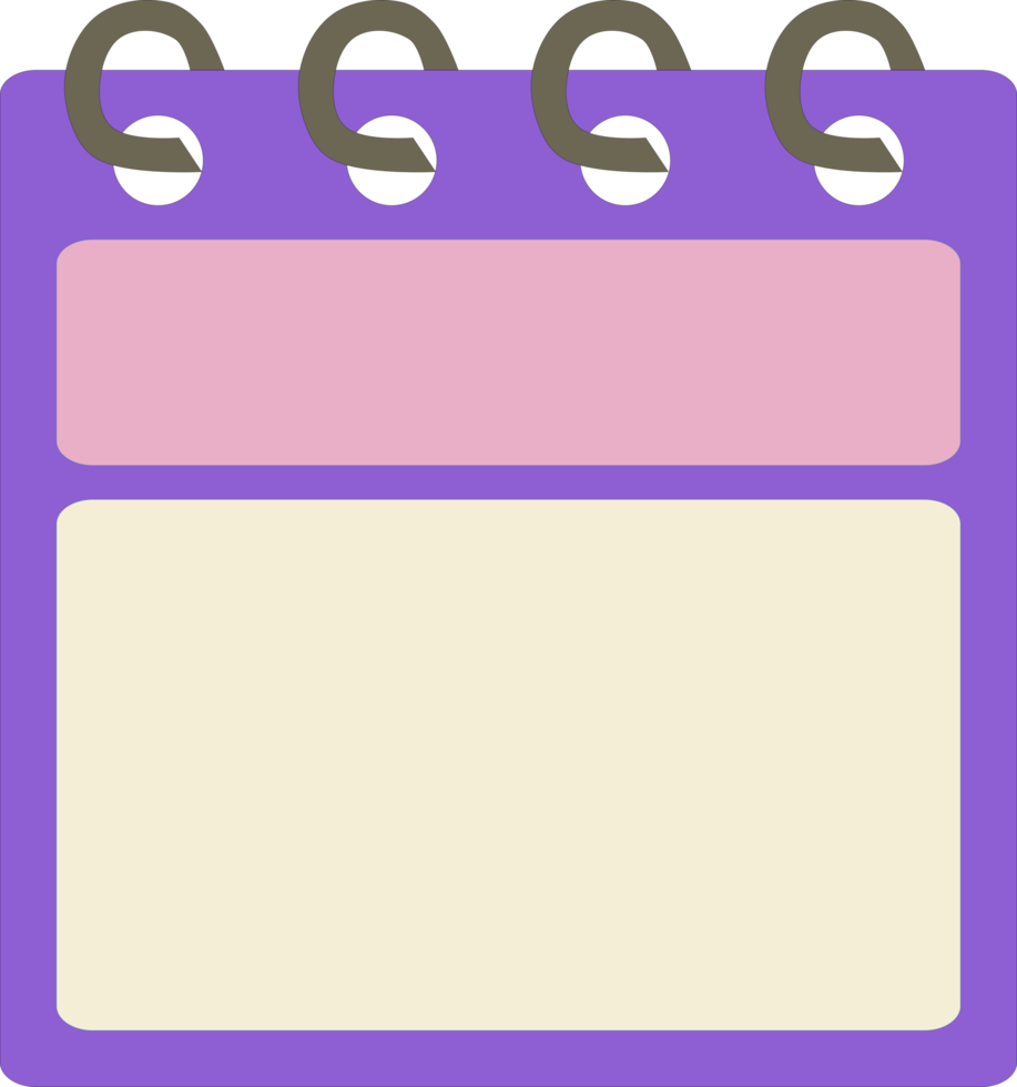 Flat icon calendar month. PNG illustration. color banner. Blank date label. Free calendar. Free PNG.