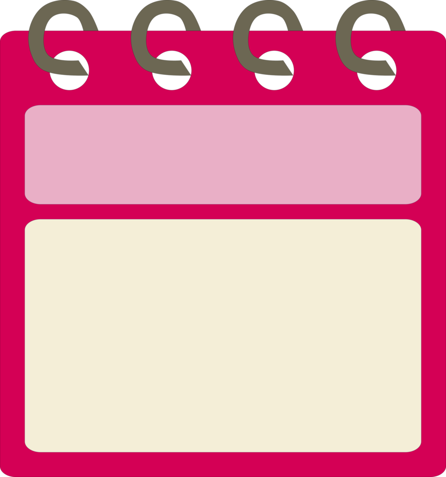 Flat icon calendar month. PNG illustration. color banner. Blank date label. Free calendar. Free PNG.