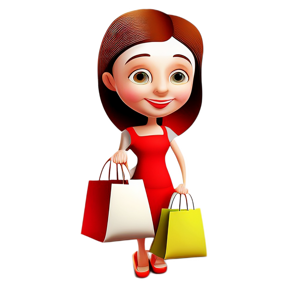 Pretty Girls  Holding shopping bag cartoon. png