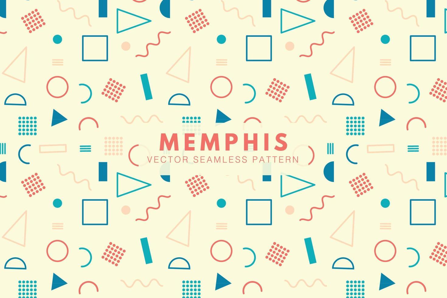 Memphis pattern. Colorful pastel geometric shapes seamless vector repeat pattern
