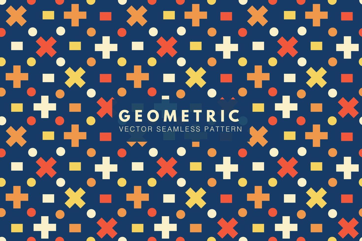 Geometric colorful shapes on a dark background. Memphis seamless vector repeat pattern