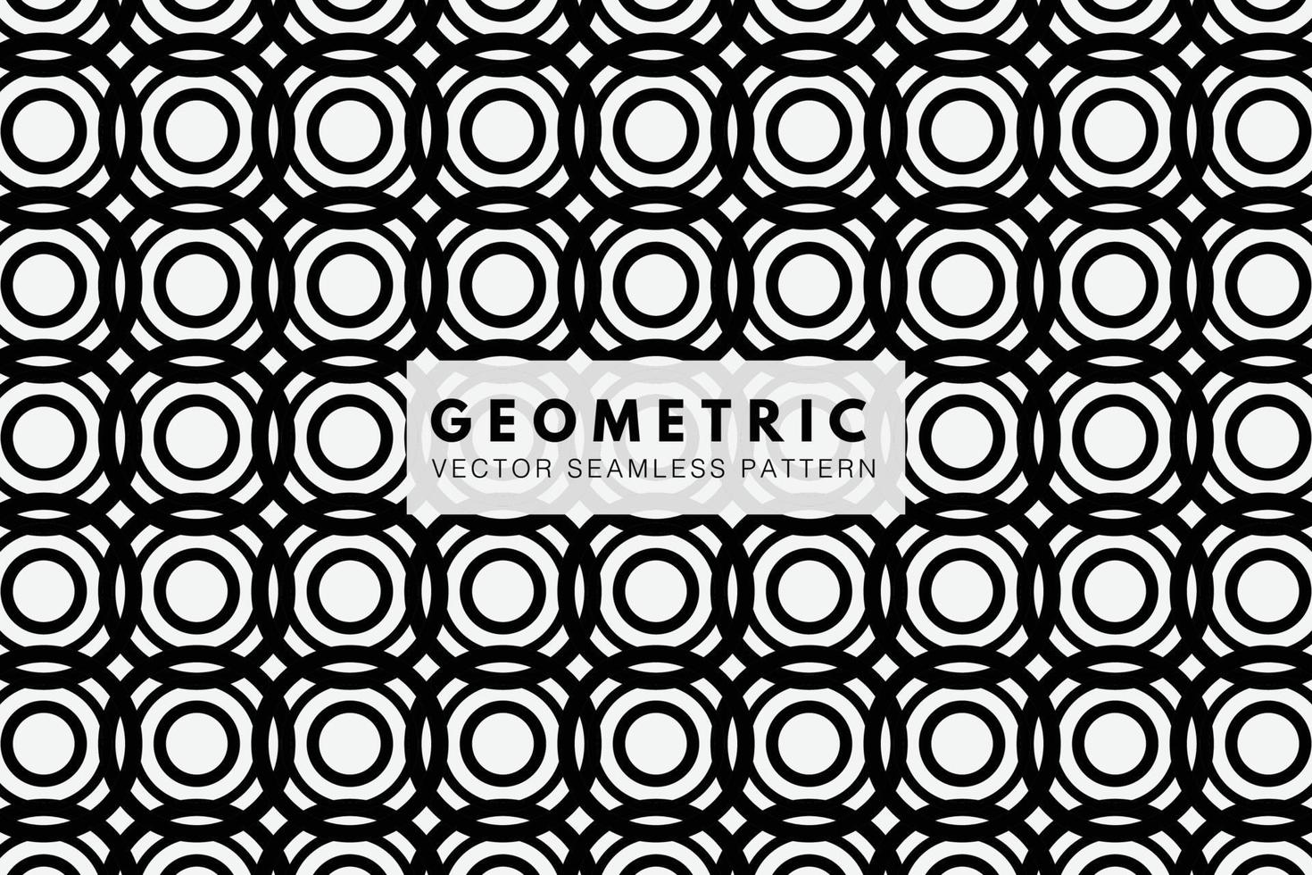 Overlapping black circles geometric round shapes. Seamless repeat vector pattern