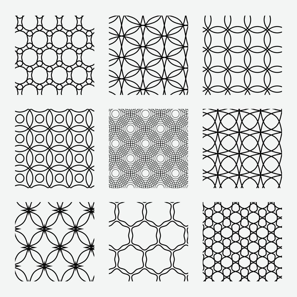 geométrico formas patrones. negro líneas sencillo resumen. un conjunto de muestras colección de geométrico patrones. sin costura repetir vector modelo