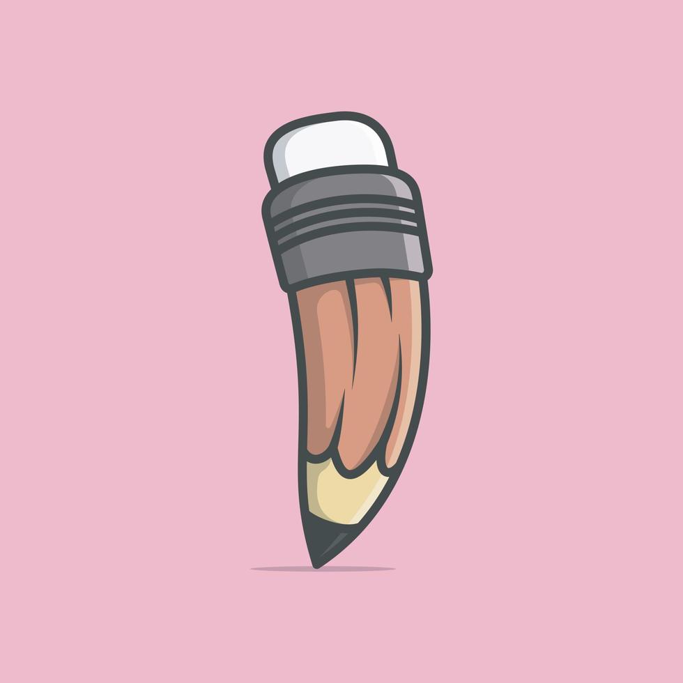 Cute pencil character flat cartoon vector template design illustration