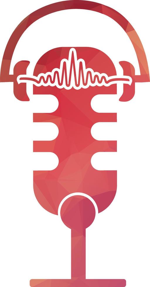 podcast headphone sound wave logo design template vector