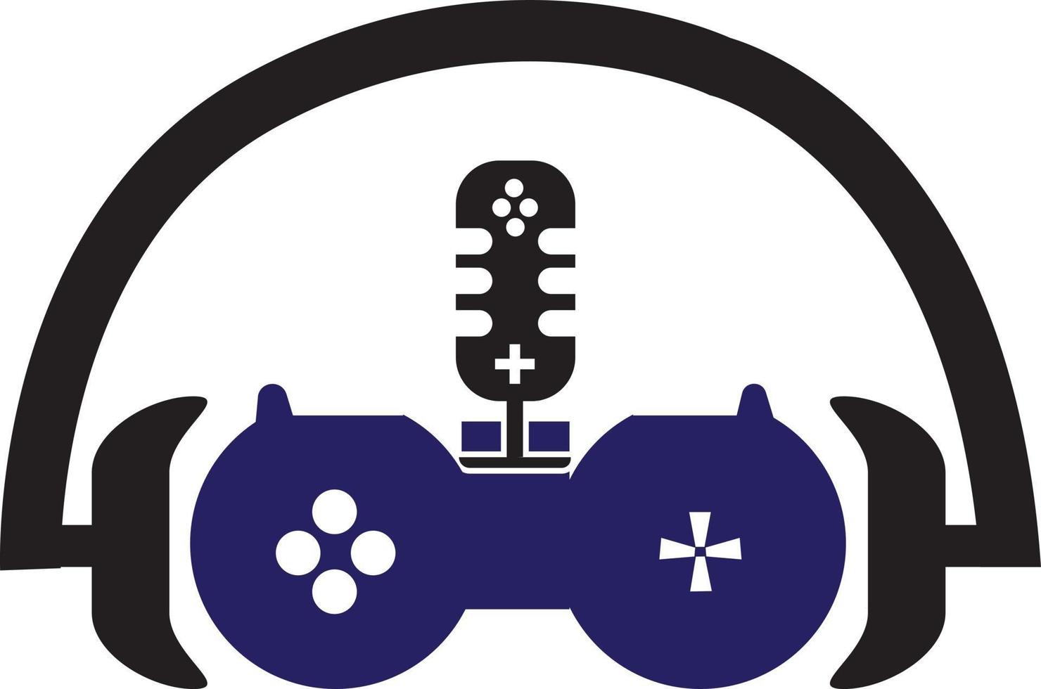 auriculares juego podcast logo modelo diseño vector