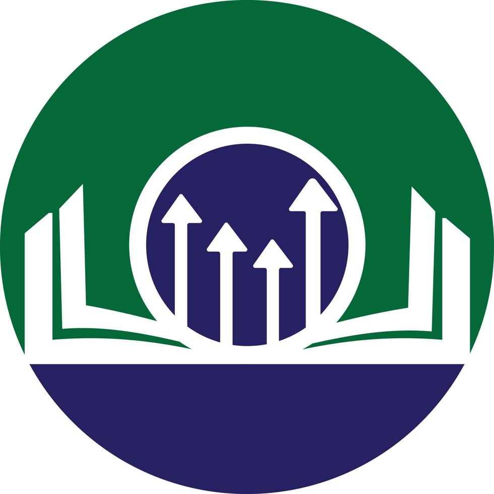 diseño del logo del libro de finanzas. diseño de logotipo de educación de crecimiento empresarial. vector