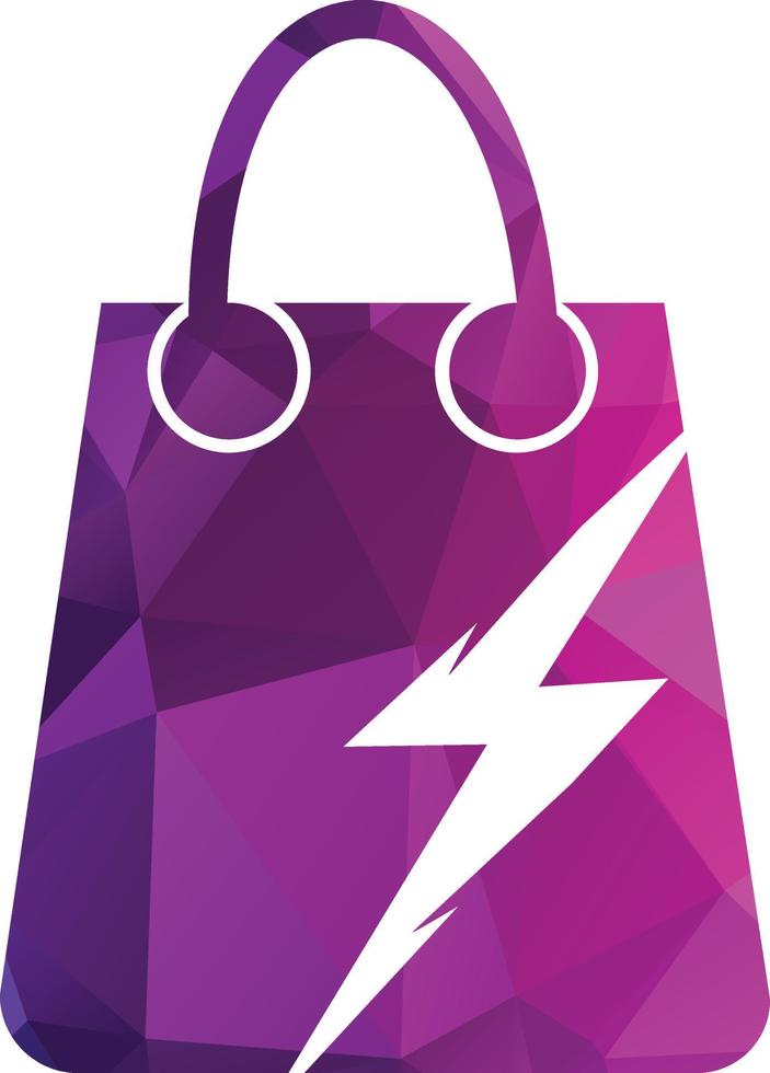 shopping bag thunder logo design template vector thunder