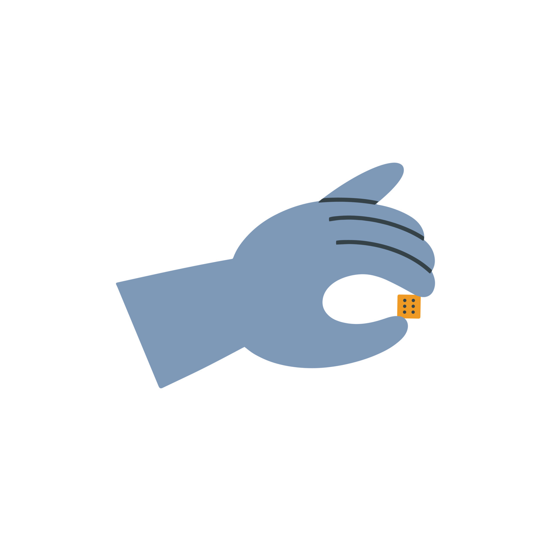 Handdrawn doodle hand with dice. Simple doodle vector colored