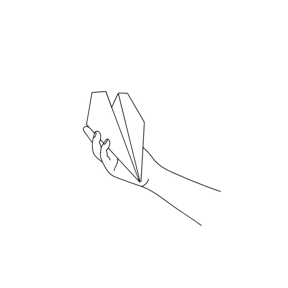 Hand holding a paper airplane. International Civil Aviation Day. Isolated on white background vector