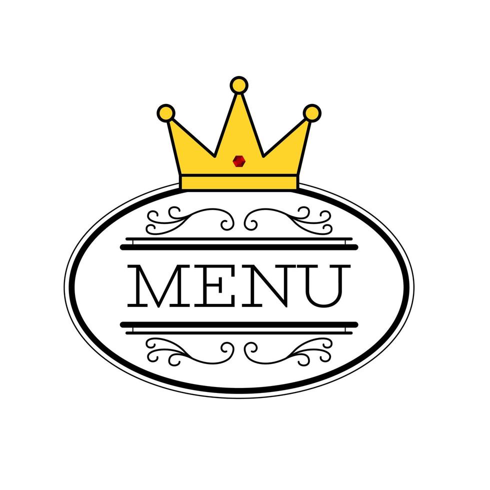 Restaurant menu design crown oval shape vector