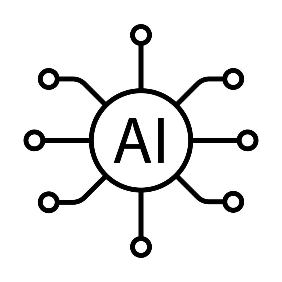 símbolo de icono de vector de chip de procesador de inteligencia artificial ai para diseño gráfico, logotipo, sitio web, medios sociales, aplicación móvil, ilustración de interfaz de usuario