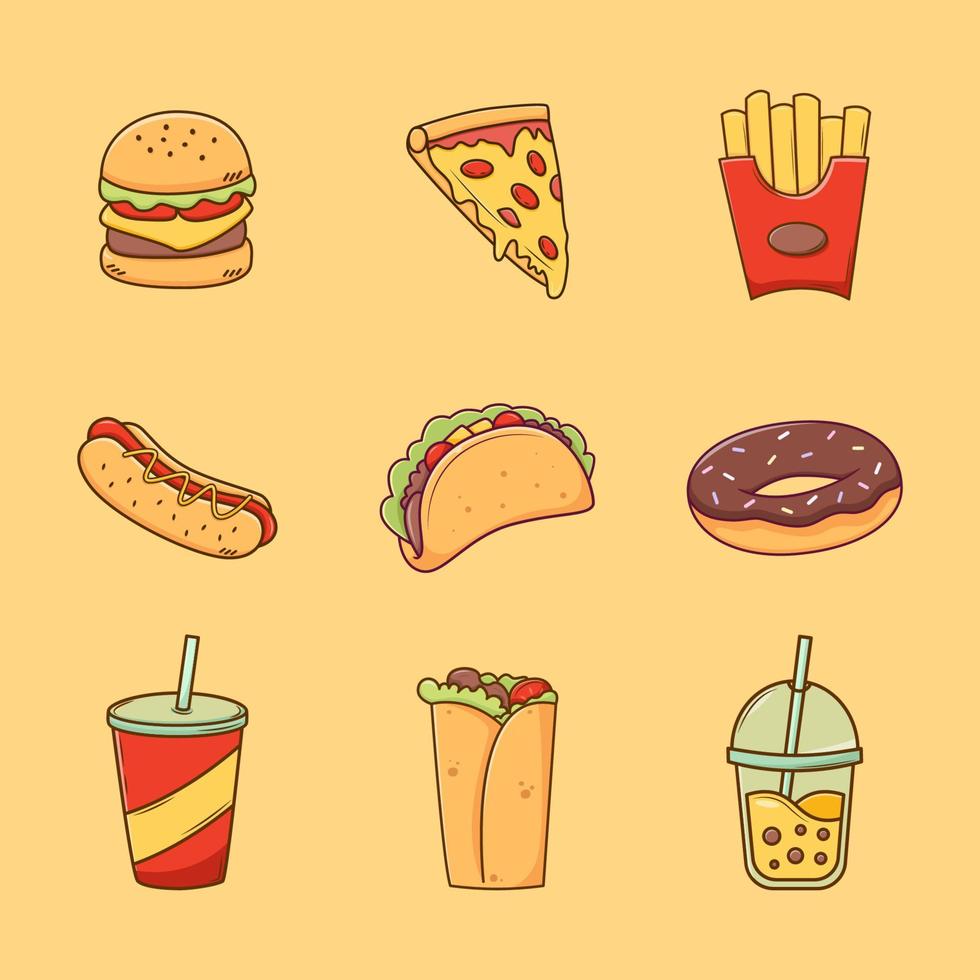 Fast Food meals vector set