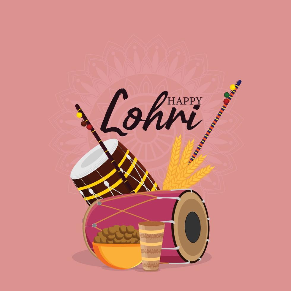 Lohri sikh festival design concept vector