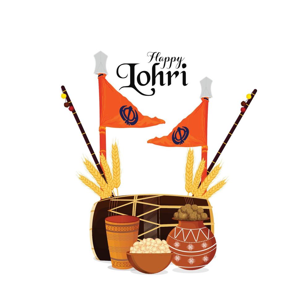Lohri sikh festival design concept vector