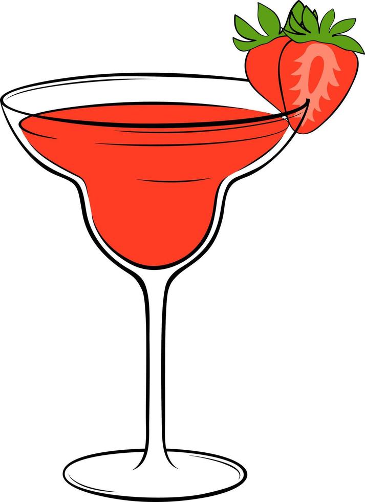 fresa daiquiri cóctel vector ilustración