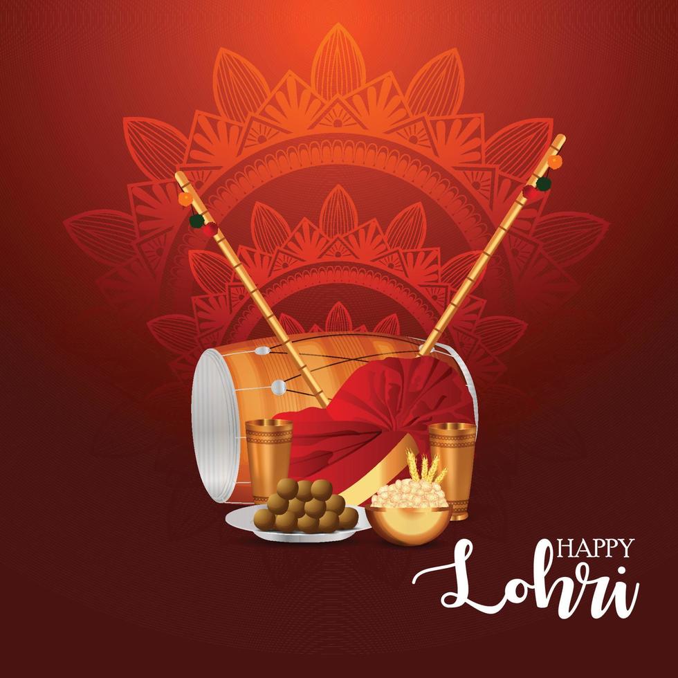 Happy lohri celebration card vector