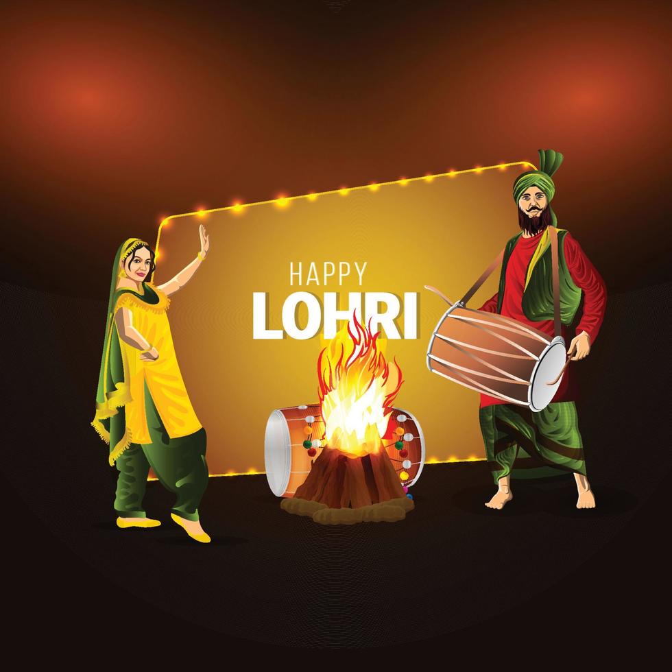 Happy lohri sikh festival banner vector