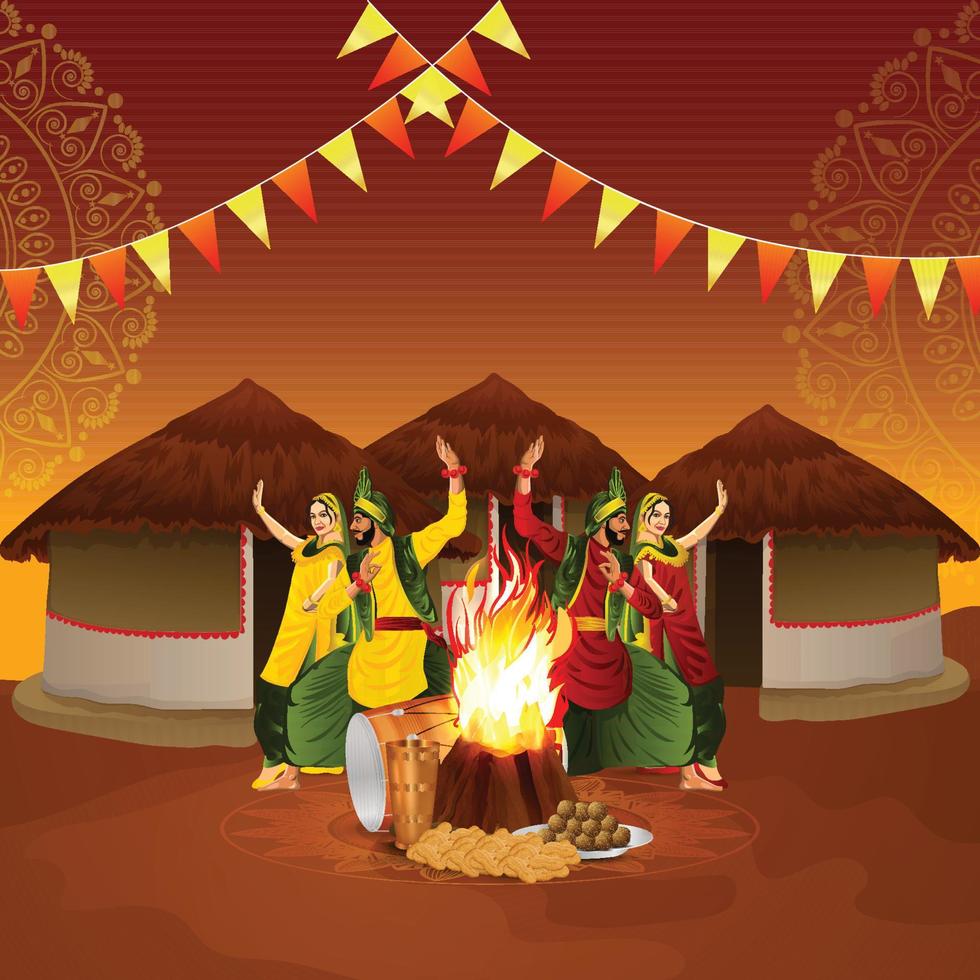 Happy lohri celebration card vector