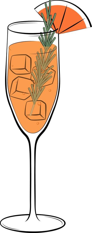 Grapefruit Mimosa with Rosemary cocktail vector