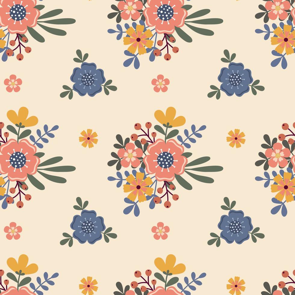 Cute floral vector seamless pattern