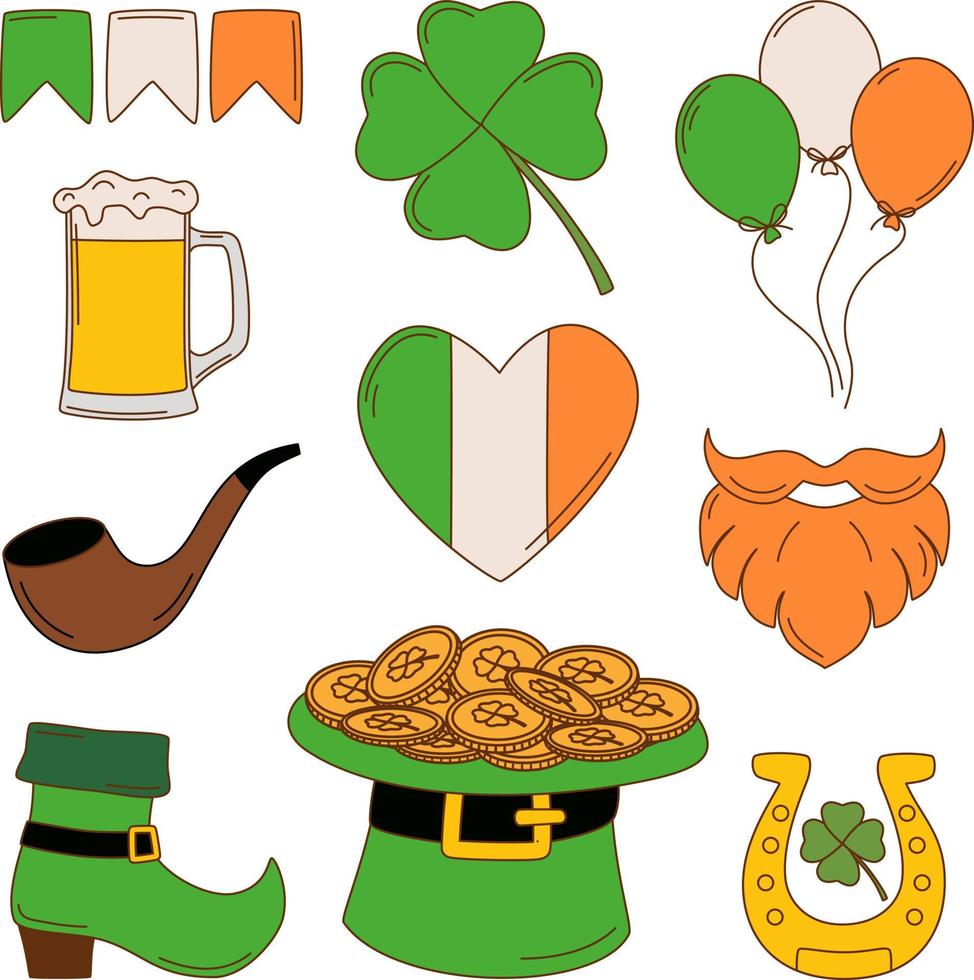 St. Patrick's day vector illustration set