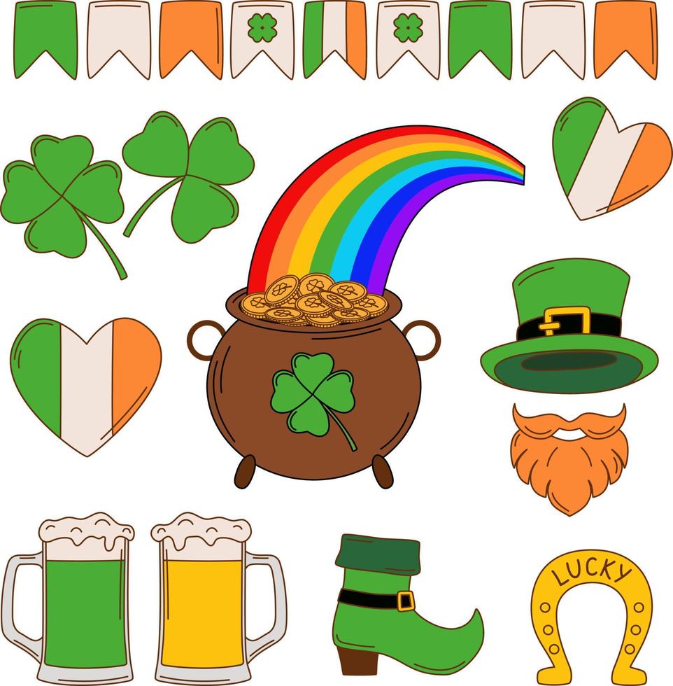St. Patrick's day vector illustration set