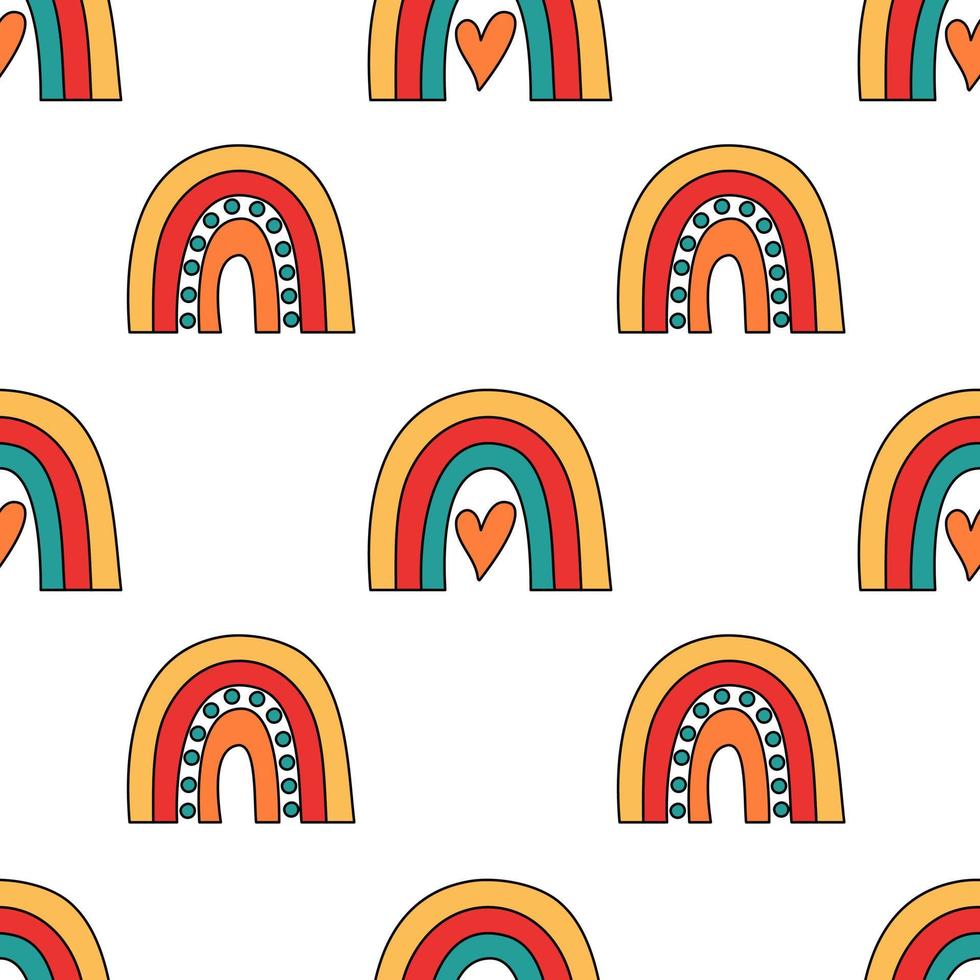 Seamless pattern of scandinavian rainbows vector