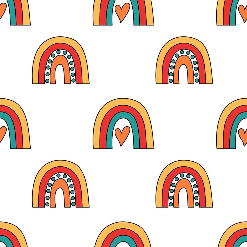 Seamless pattern of scandinavian rainbows vector