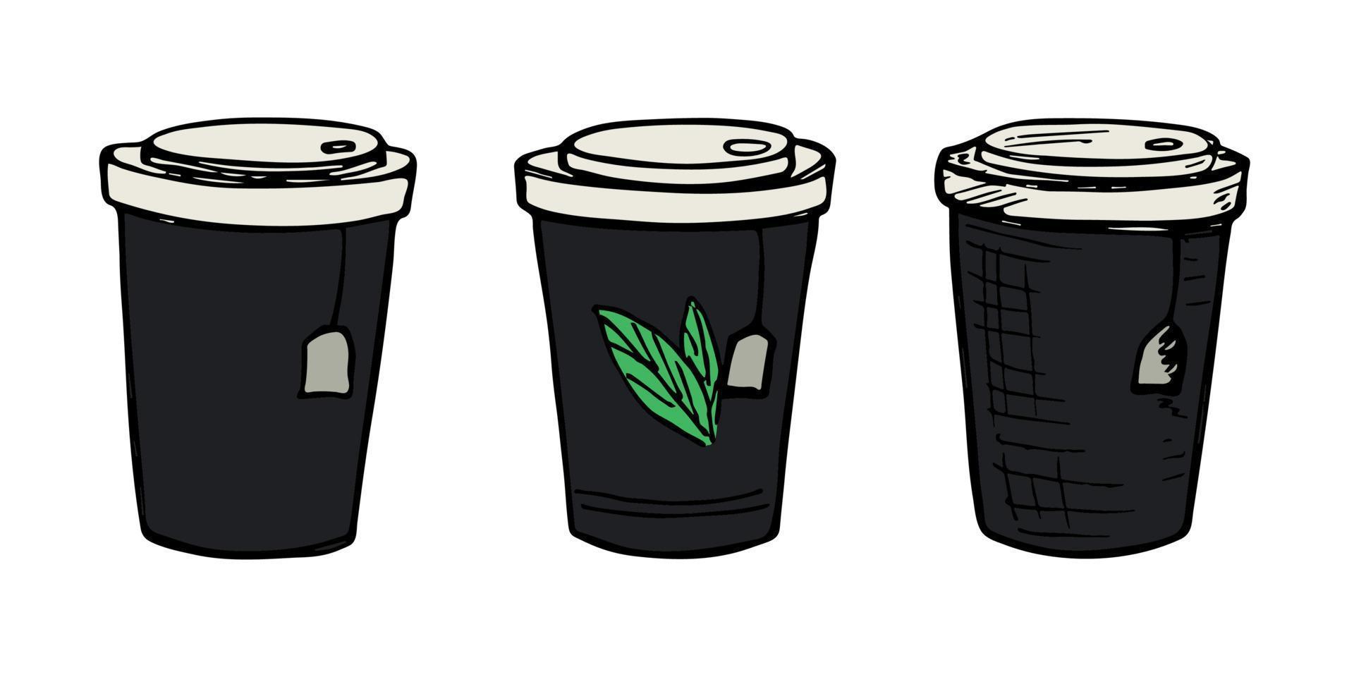 Cute cup of tea or coffee illustration. Simple cup clipart. Cozy home doodle set vector