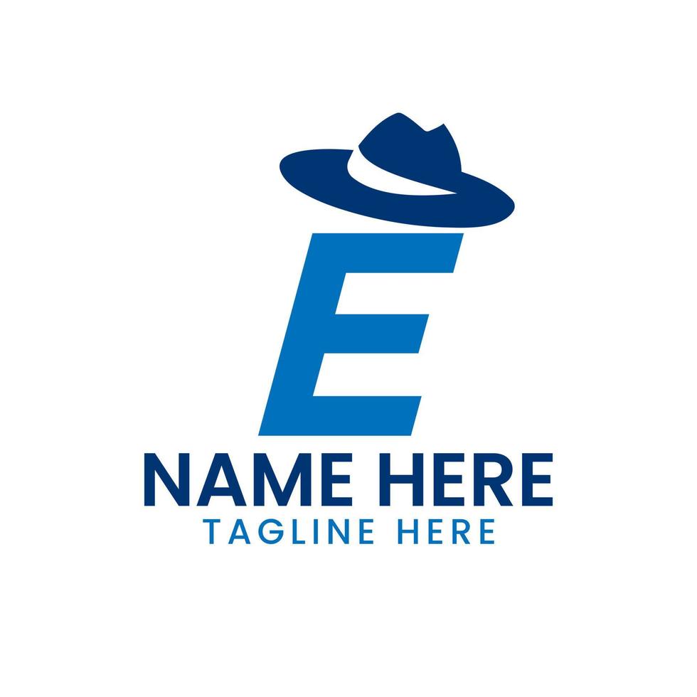 Letter E Gentlemen Hat Logo Design  Concept With Cowboy Hat Icon Template vector