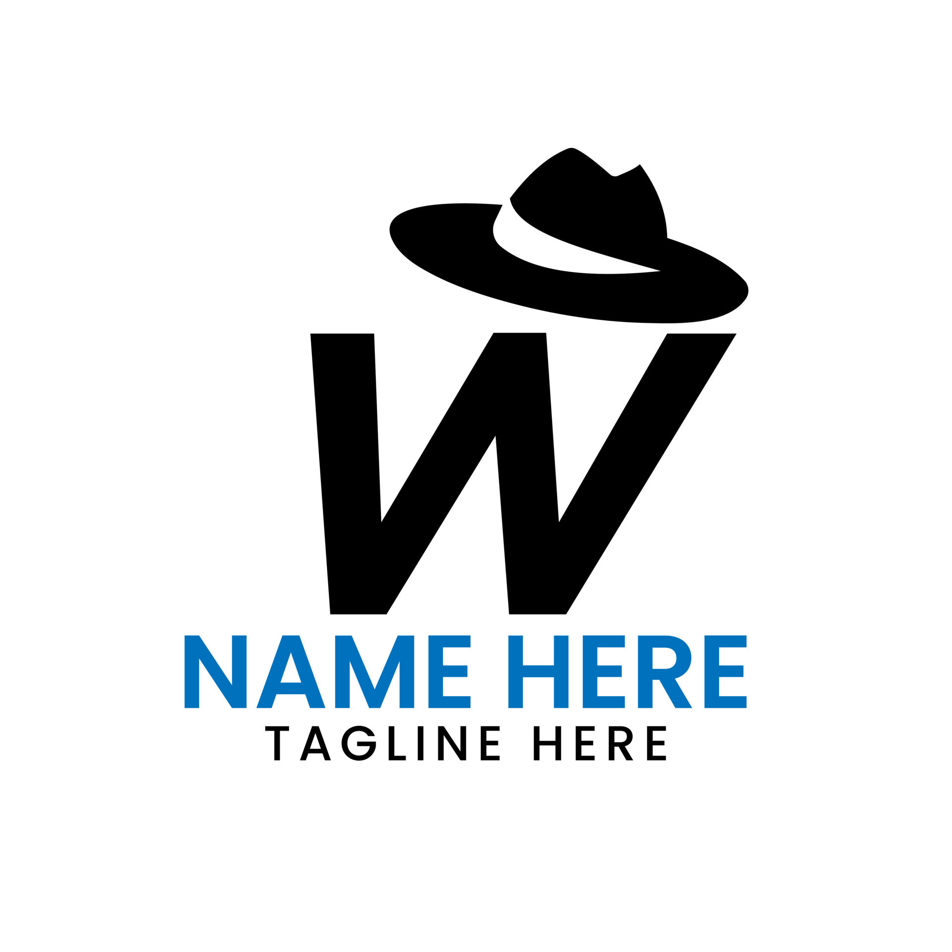 Letter W Gentlemen Hat Logo Design Concept With Cowboy Hat Icon