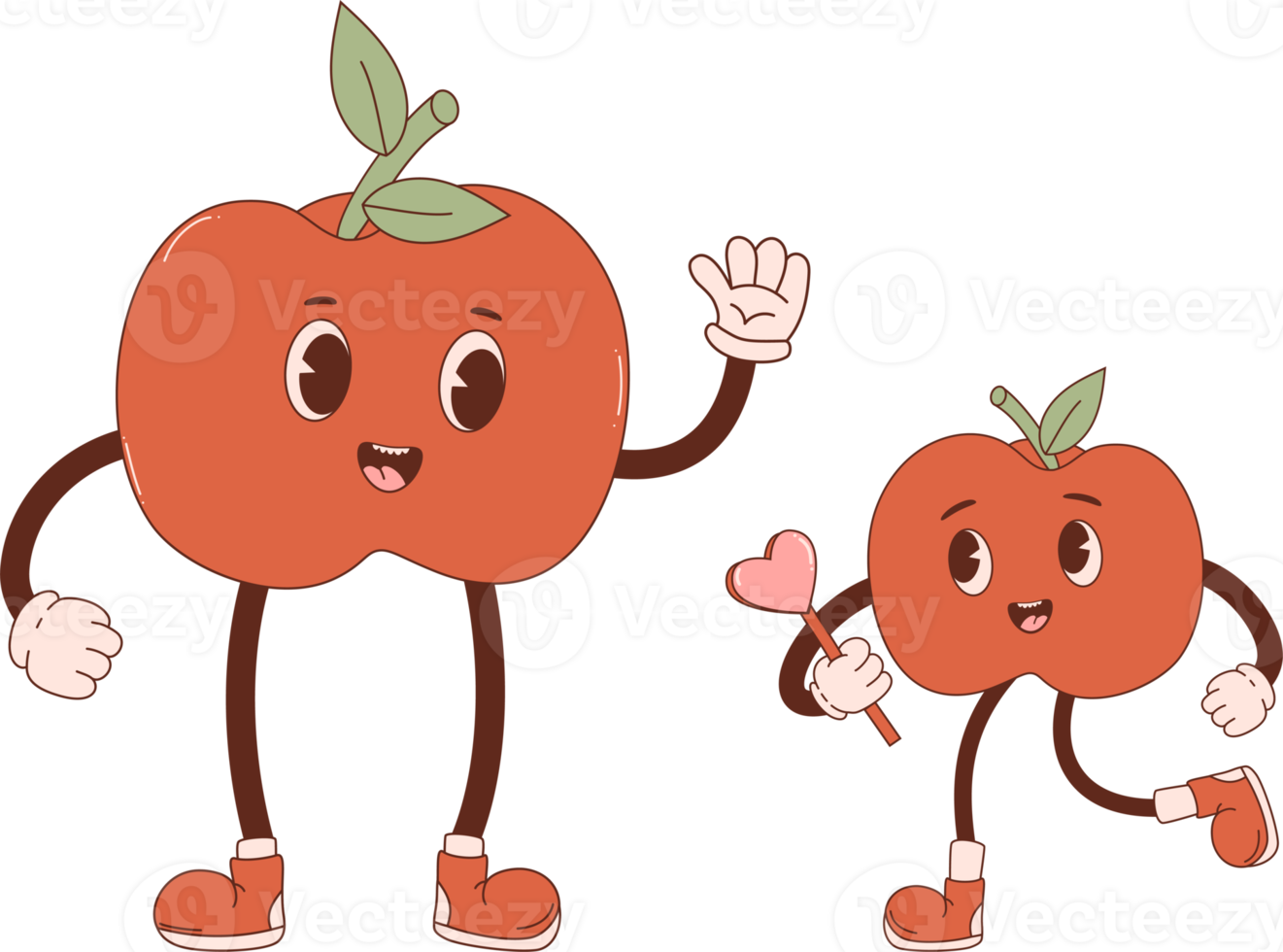 retro character apple family png