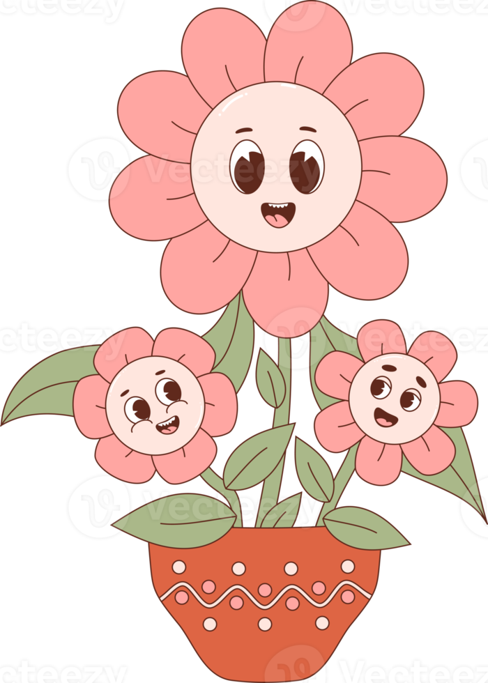 Groovy retro flowerpot png