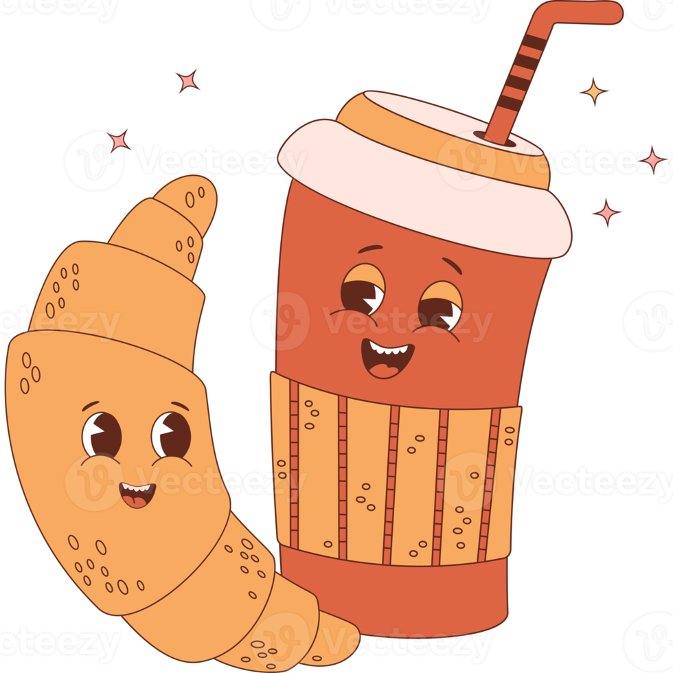 Coffee takeaway  and croissant png