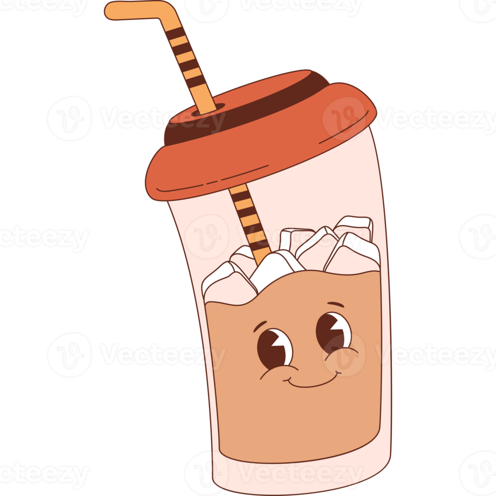 Cute iced coffee takeaway png