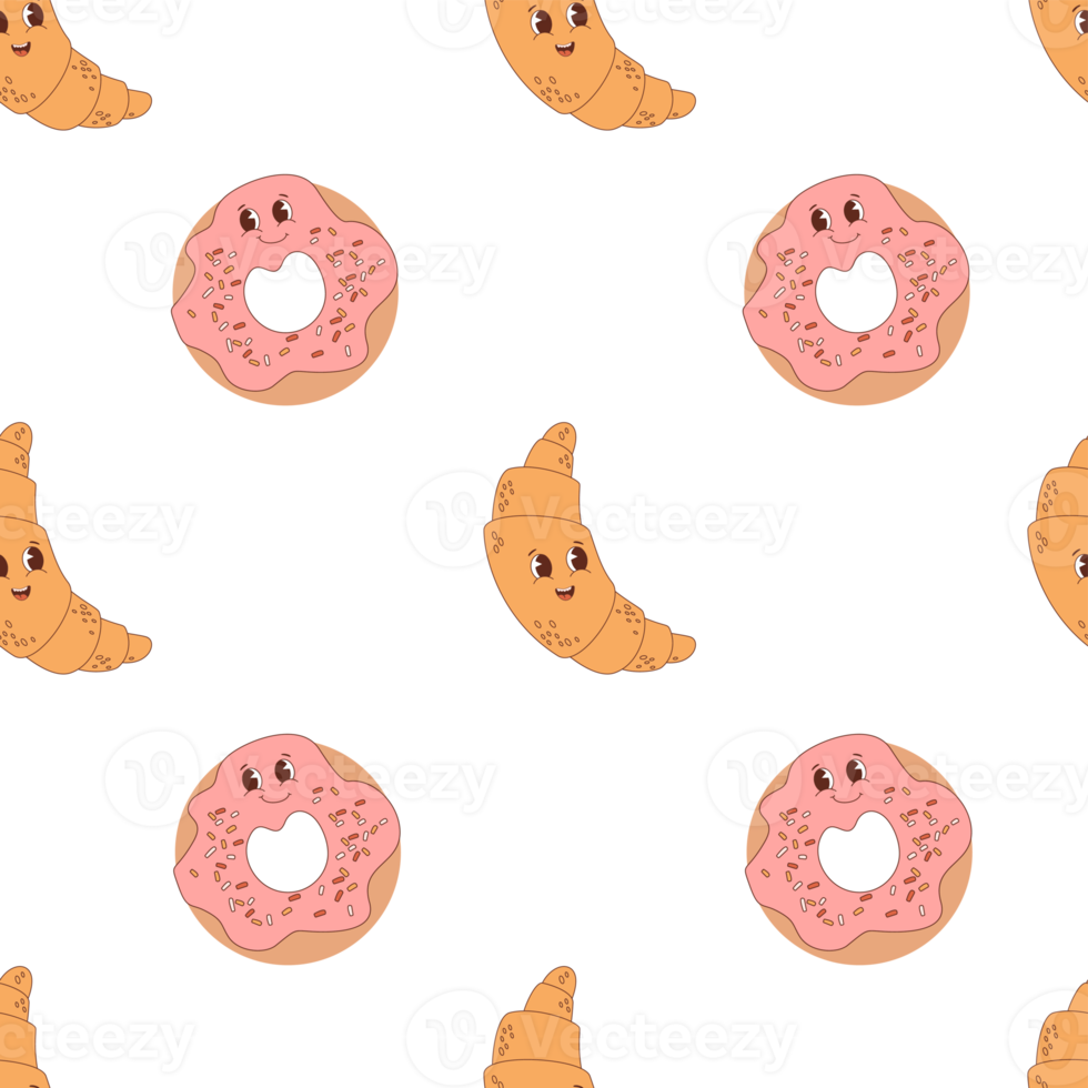 seamless pattern  donut and croissant png