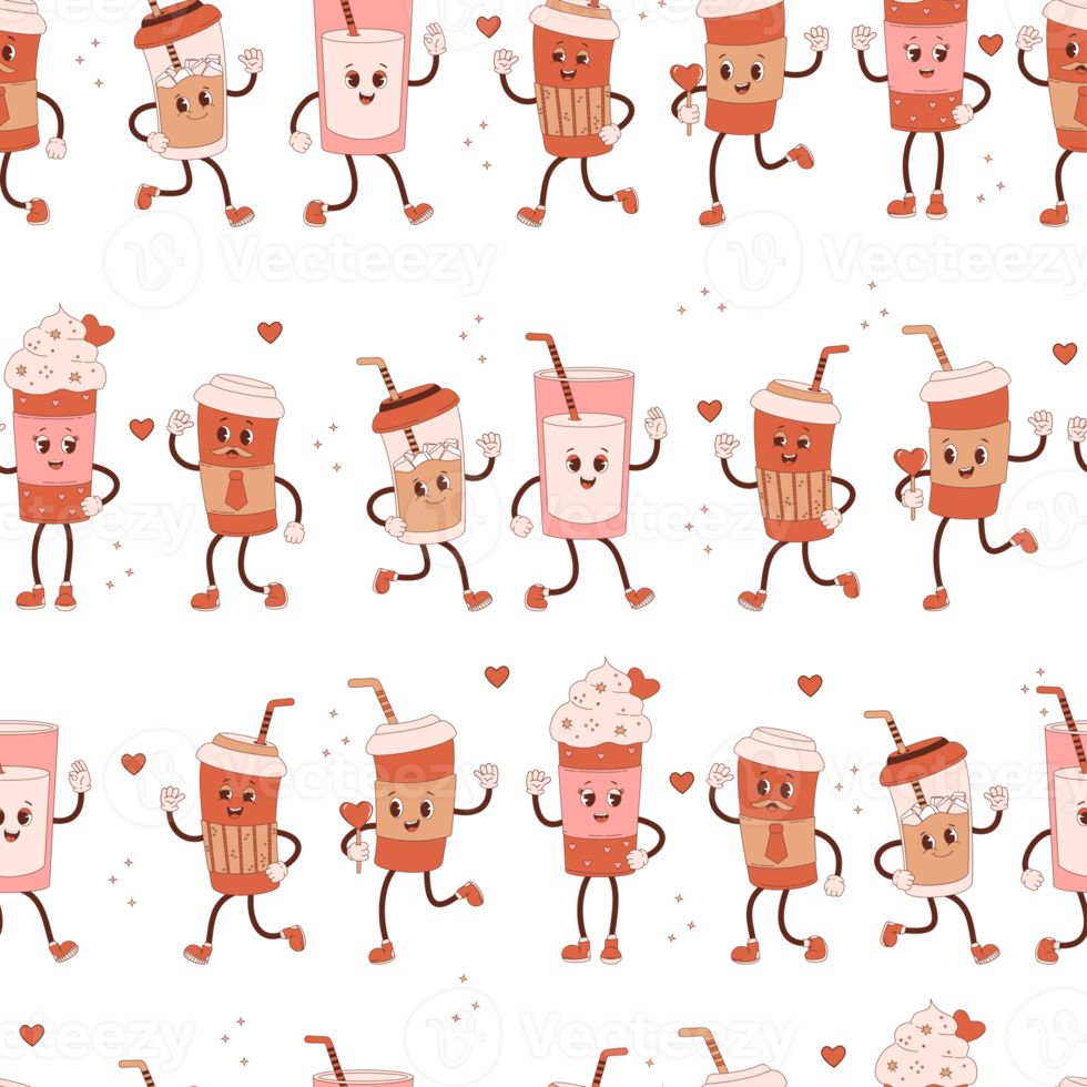 Seamless pattern with  coffee png