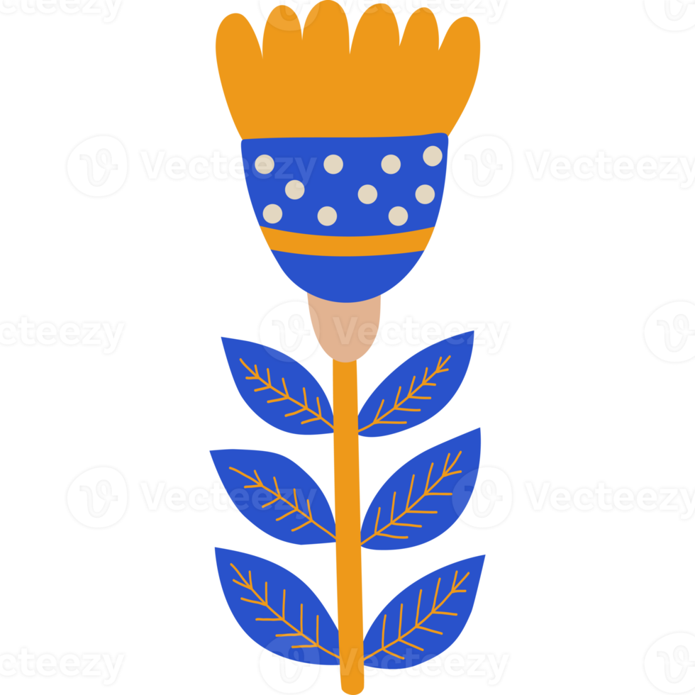 yellow-blue flower. decor png
