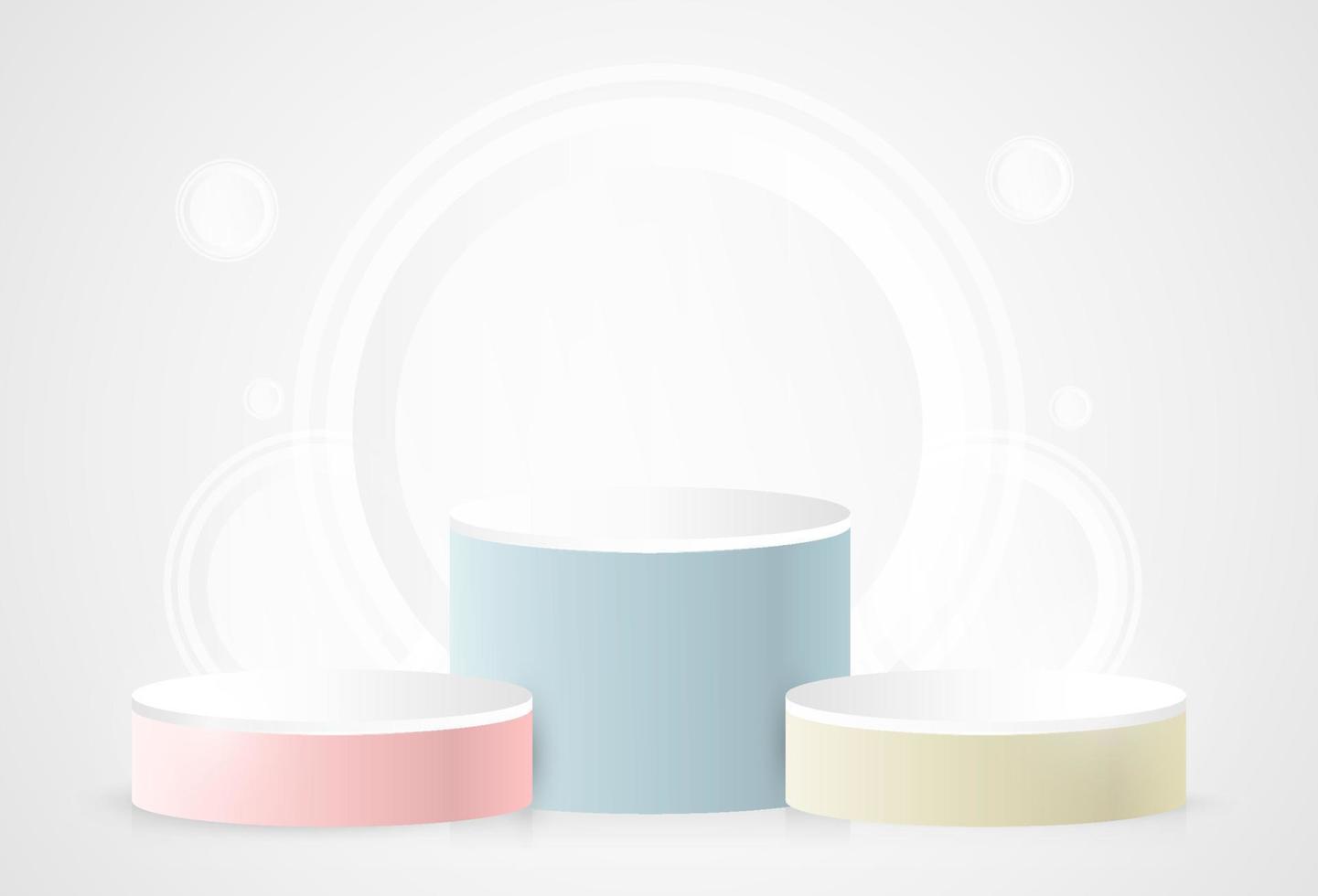 Set of Podium Alas Round. pastel color. Minimal wall scenes. Pastel color abstract room design. 3D geometric geometric rendering vectors for the display of cosmetic products.