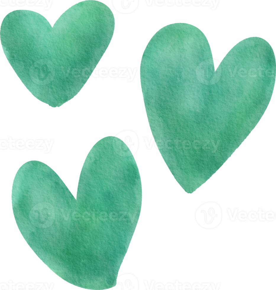 Green Watercolor Heart Element Clipart png