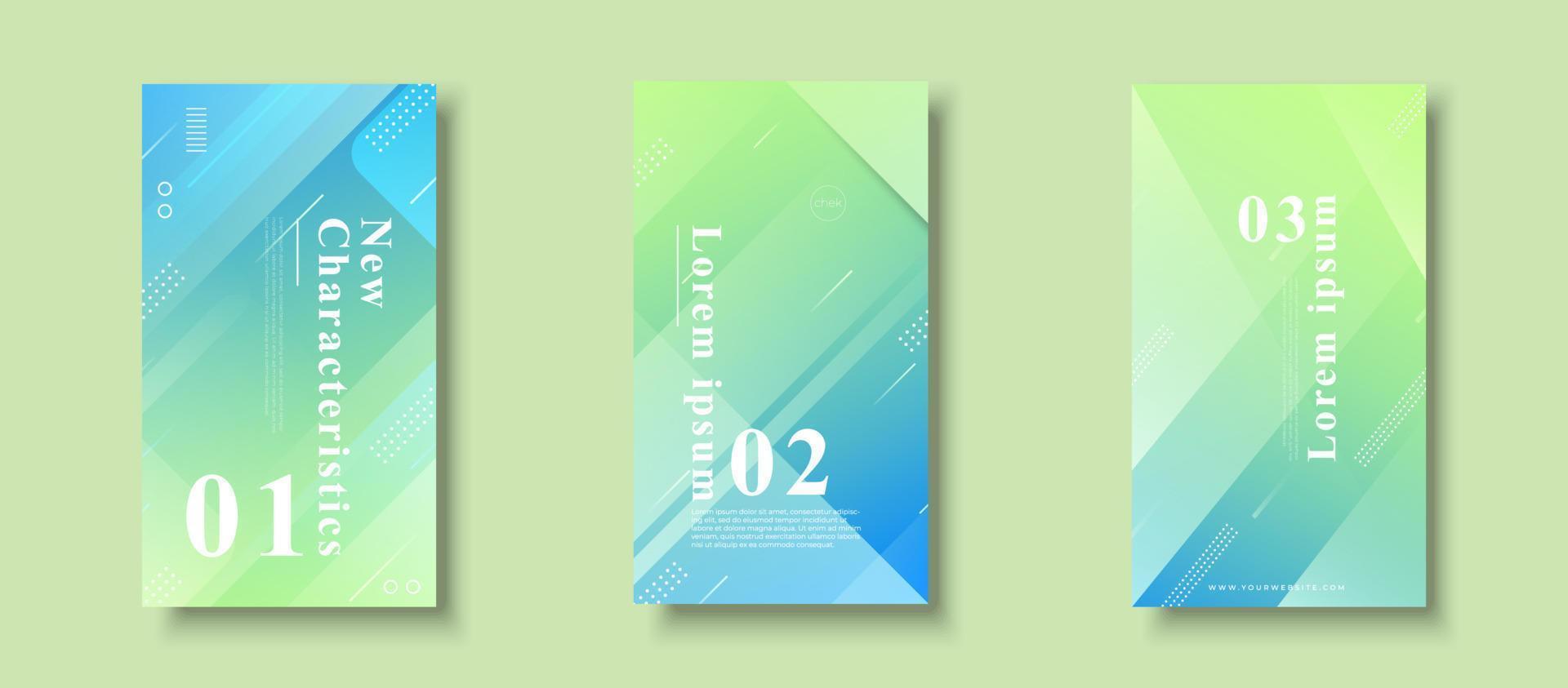 modern background.template story, abstract frame, memphis blue green gradation eps 10 vector