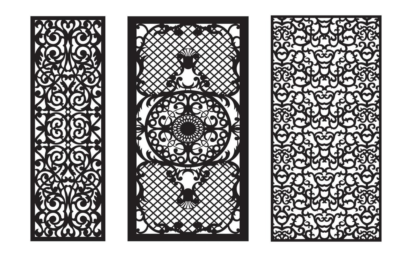 Decorative floral patterns, geometric template for cnc laser cutting vector