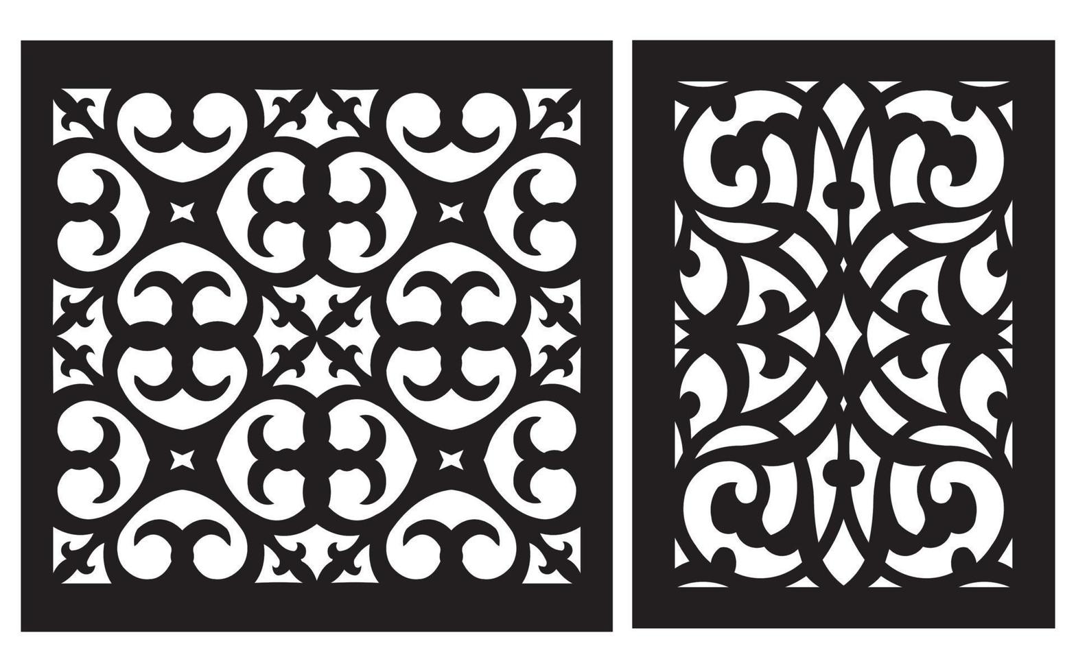 Decorative floral patterns, geometric template for cnc laser cutting vector