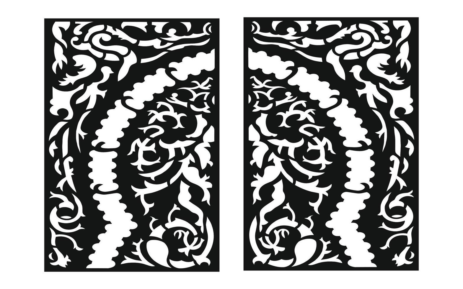 Black patterns with white background, Islamic vectors with floral panels for CNC laser cutting