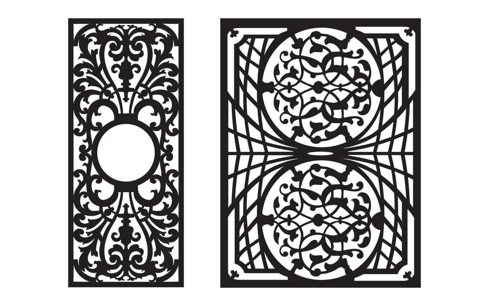 Decorative floral patterns, geometric template for cnc laser cutting vector